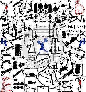 Gym Equipment And Objects Hundred Vector