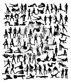 Gym Fitness Exercise Activity Silhouettes