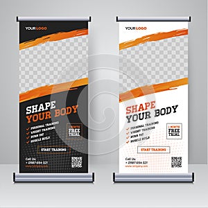 Gym Fitness rollup or X banner design template