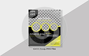 Gym Flyer Template with logo, fitness Club flyer template, poster flyer For Advertising, gym Flyer CMYK print ready Files modern l