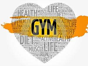 GYM heart word cloud, fitness, sport