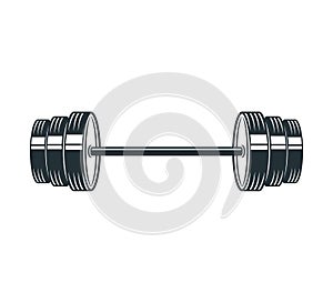 gym heavy weight lift barbel vector logo design