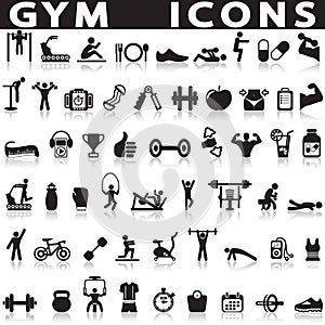 Gym icons on a white background