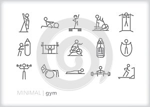 Gym icons of working out with cardio and weights