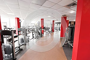 Gym interior with diversity of fitness stations