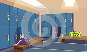 Gym locker room flat vector illustration