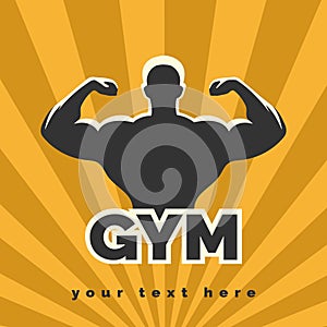 Gym Logo Presenting Posing Athletic Man