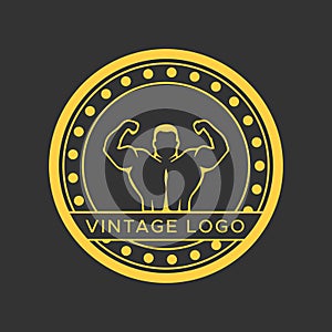 Gym logotype.Vintage Fitness logos. Circle Shape. Retro Style Logo template