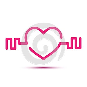 Gym love heart logo - lovely gym or sport business emblem,