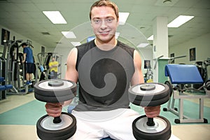 Gym man with dumbbell 4