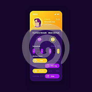 Gym owners and coachers app smartphone interface vector template