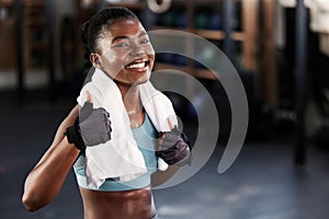 Gym, portrait or happy black woman with thumb up in fitness training with positive mindset or motivation. Encouragement