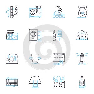 Gym rats linear icons set. Fitness, Exercise, Training, Strength, Endurance, Health, Sweat line vector and concept signs