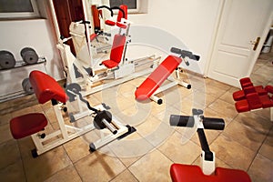 Gym room training machines