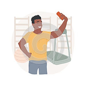 Gym selfie isolated cartoon vector illustration.