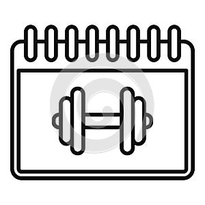 Gym time calendar icon, outline style