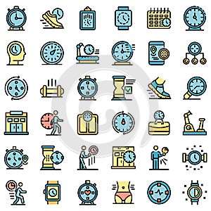 Gym time icons set vector flat