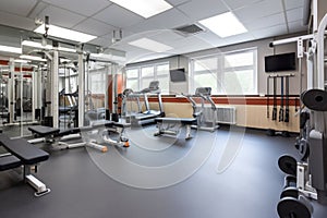 gym with trackers, scales and other equipment visible