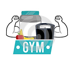 Gym weight scale protein fruit