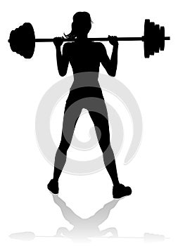 Gym Woman Silhouette Barbell Weights