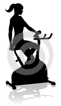 Gym Woman Silhouette Stationary Exercise Spin Bike