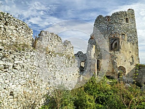 Gymes castle walls and the tower