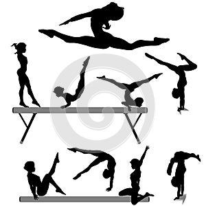 Gymnast balance beam gymnastics silhouette