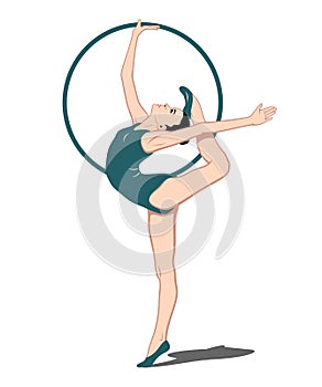 Gymnast with hoop. Rhythmic Gymnastics. Hoop is the separate object