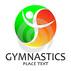 Gymnast silhouette illustration, sportsman acrobat, dancer. Sport logo, business card design, poster, advertising.