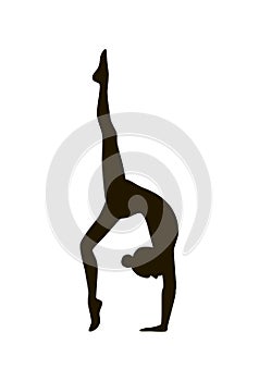 Gymnast vector logo silhouette. Yoga icon isolated on white background