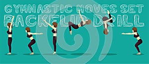 Gymnastic Moves Set Backflip Drill Manga Cartoon Vector Illustration photo