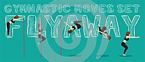 Gymnastic Moves Set Flyaway Manga Cartoon Vector Illustration photo