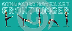Gymnastic Moves Set Front Limber Manga Cartoon Vector Illustration