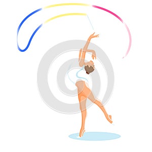 Gymnastic with the tape, artistic gymnastics, olympic sports