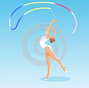 Gymnastic with the tape, artistic gymnastics, olympic sports