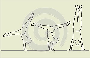 Gymnastics acrobatics sport one line drawing