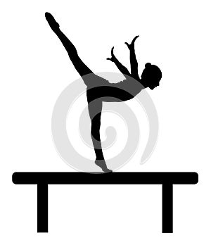 Gymnastics girl perform on the shaft.