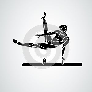 Gymnastics with man at pommel horse vector clipart