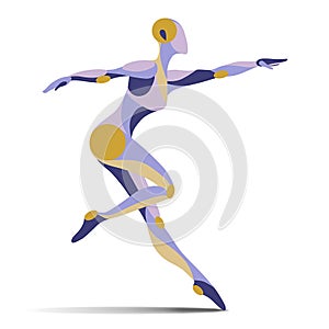 Gymnastics pose, acrobatics, smooth shapes vector silhouette of flexy athletic girl photo