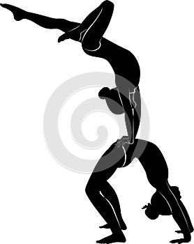 Gymnasts acrobats vector black silhouette photo