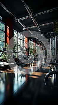 A gyms indoors showcases a plethora of exercise and workout equipment