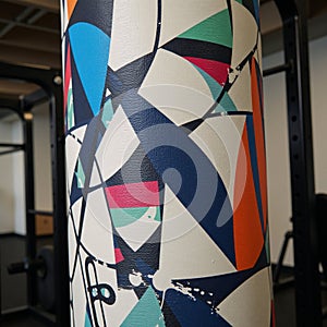 Gymthemed Punching Bag Canvas featuring abstract patterns and textures inspired by a highintensity workout photo
