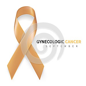 Gynecologic Cancer Awareness Month. Realistic Peach ribbon symbol. Medical Design. Vector illustration photo