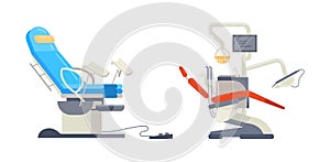 Gynecological chair, medical dental arm-chair. Equipment vector photo