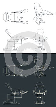 Gynecological examination chair blueprints