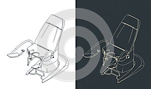 Gynecological examination chair isometric blueprints