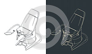 Gynecological examination chair isometric blueprints photo