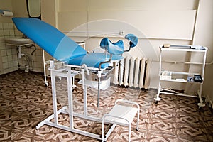 Gynecological room with chair and equipment
