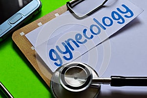Gynecology on Healthcare concept with green background