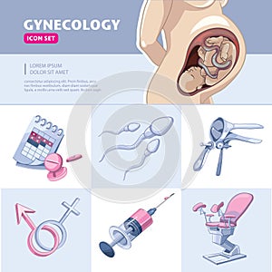 Gynecology icon set